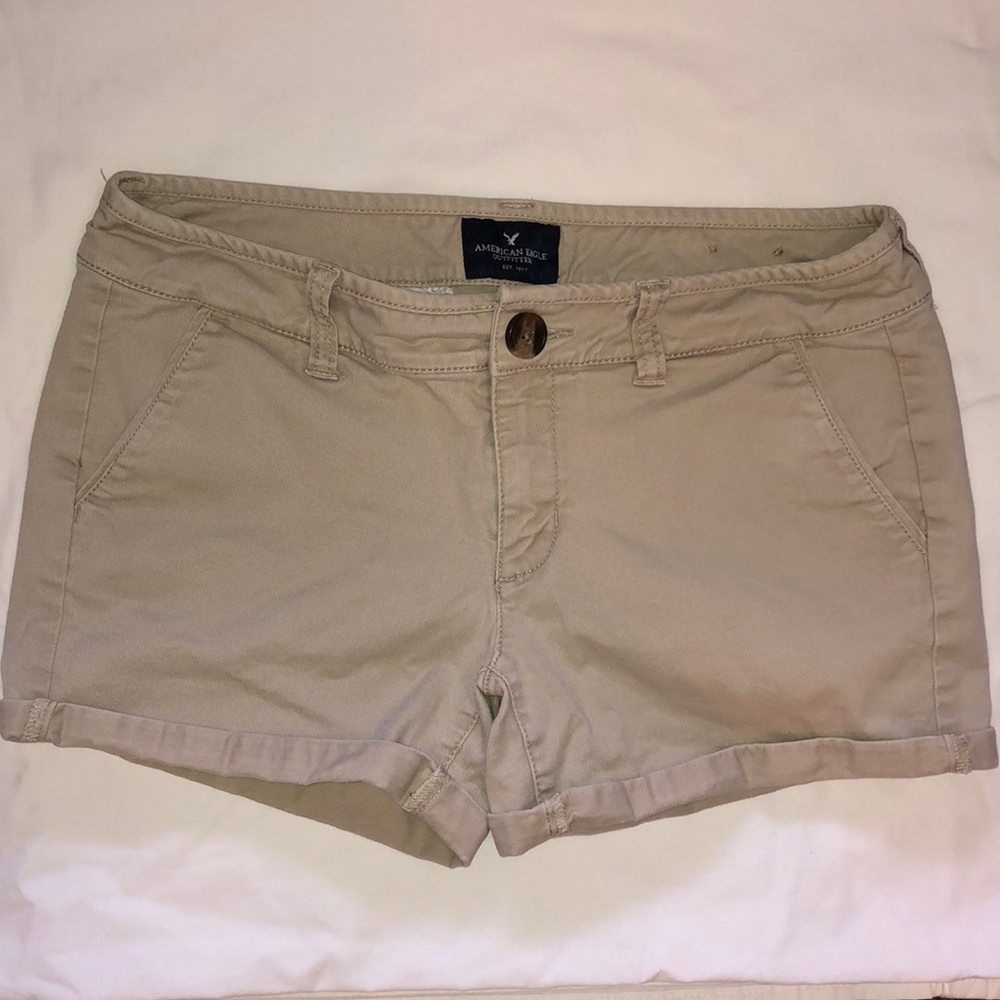 American Eagle Tan Midi Stretch Shorts
